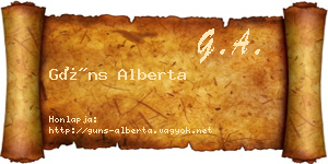Güns Alberta névjegykártya